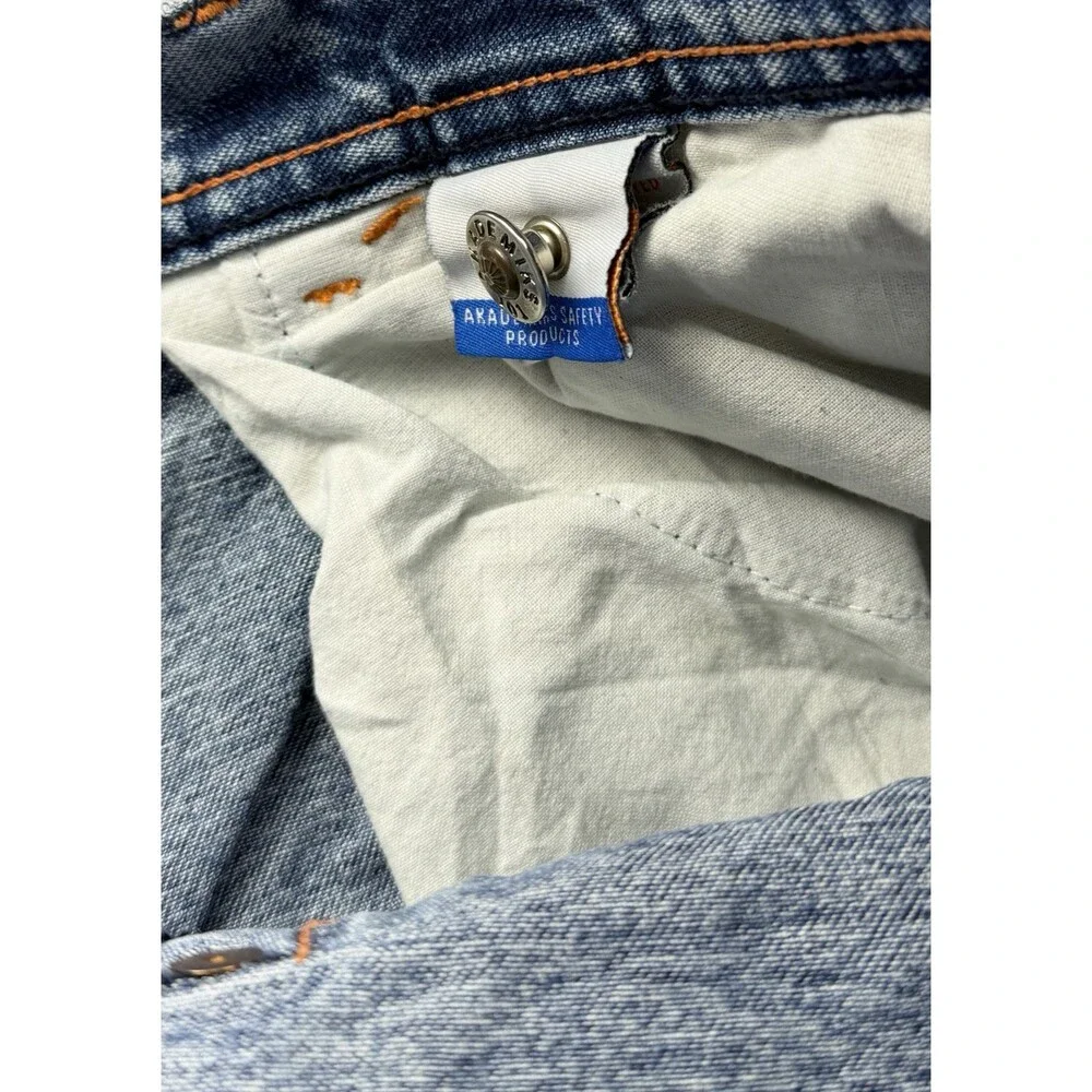 Akademiks Baggy Jean Shorts Vintage Y2K Blue Denim Embroidered Mens 38 Hip Hop